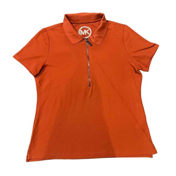 Michael Kors Short Sleeve Zippered Front Collared Polo Shirt Size Large - Picture 1 of 4